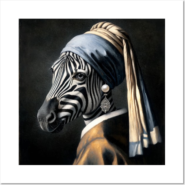 Wildlife Conservation - Pearl Earring Zebra Meme Wall Art by Edd Paint Something